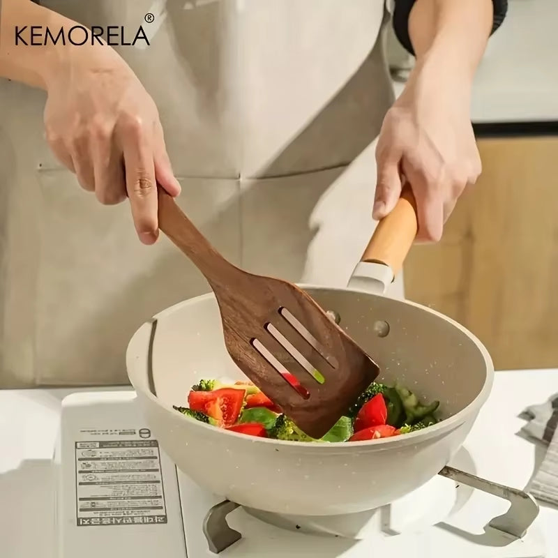 7PCS Thailand Teak Cooking Spoon Natural Wooden Kitchen Tableware Tool Ladle Turner Rice Colander Soup Skimmer Scoop Utensils