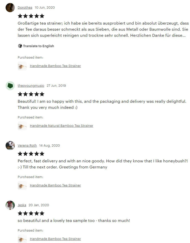 Handmade Bamboo Tea Strainer